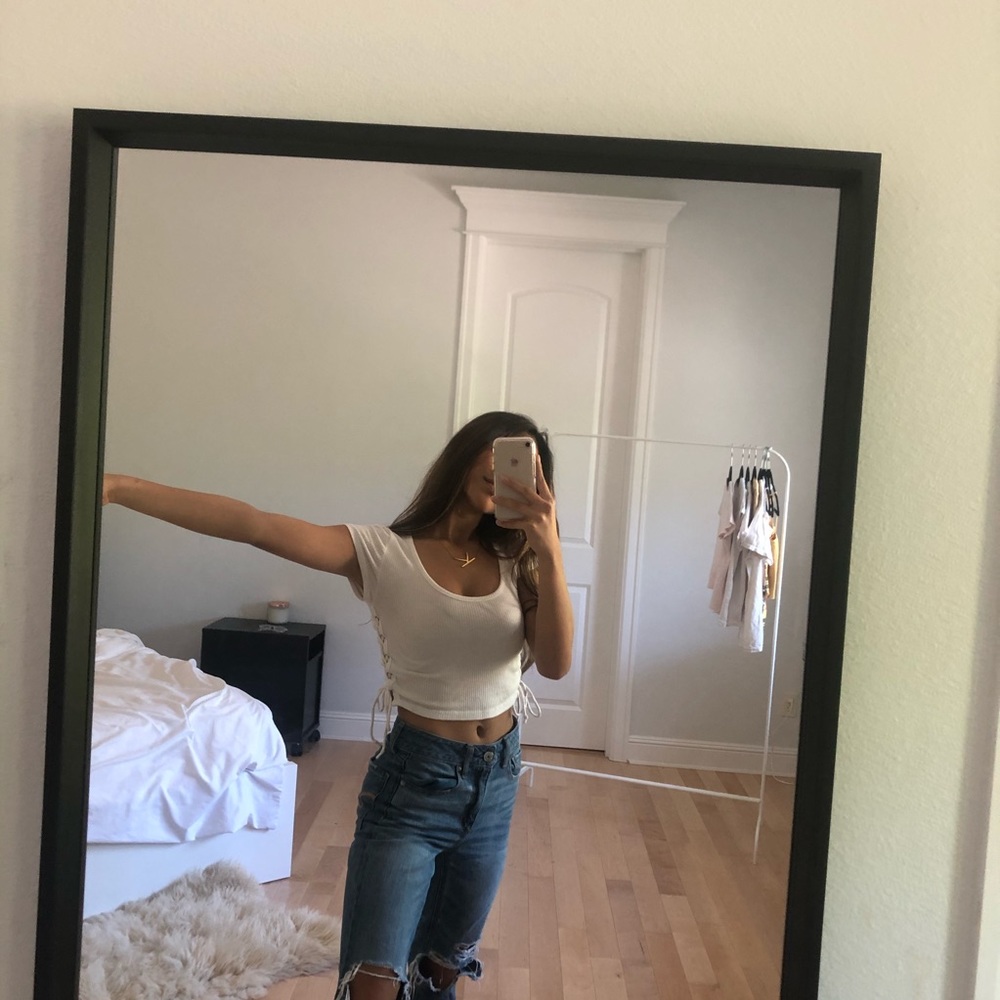 side lace up crop top